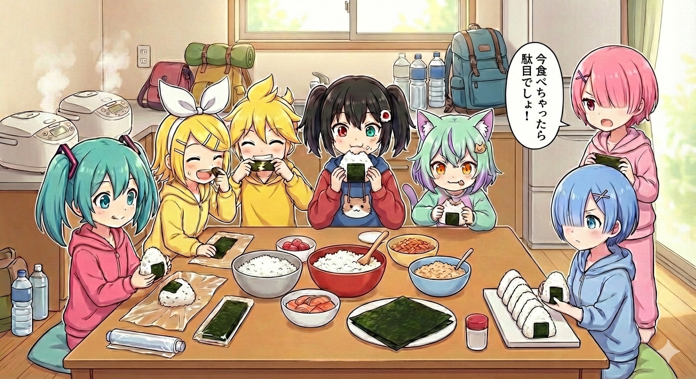 皆でハイキングのおにぎり作り🍙 | の人気AIイラスト・グラビア