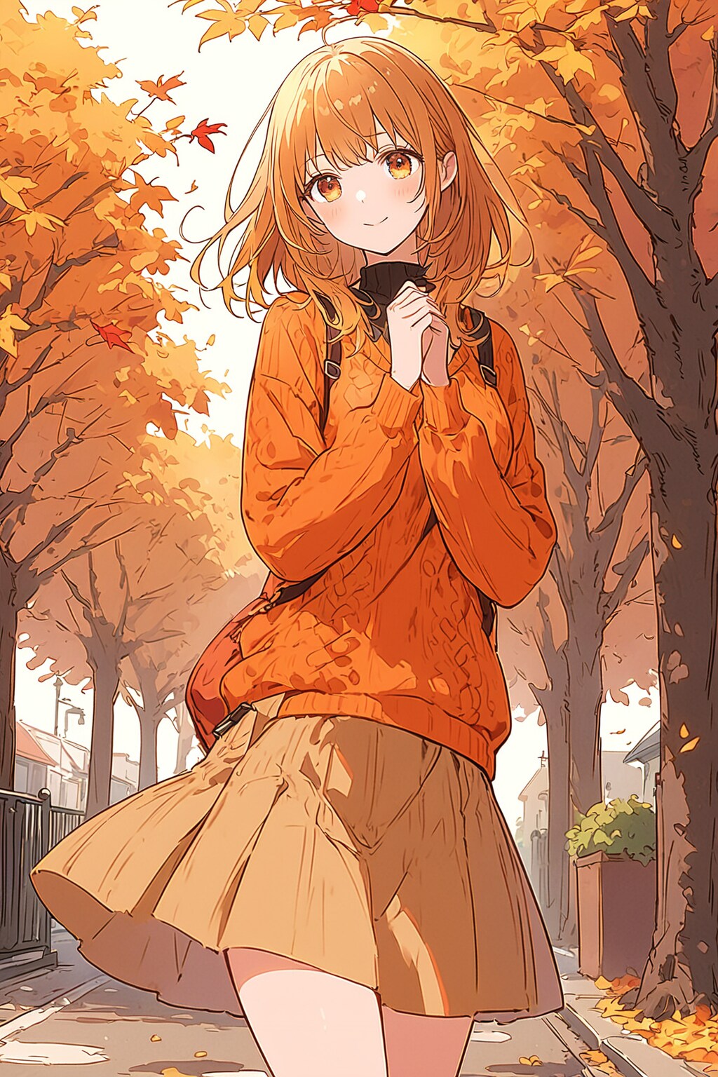 紅葉の街路樹で | の人気AIイラスト・グラビア