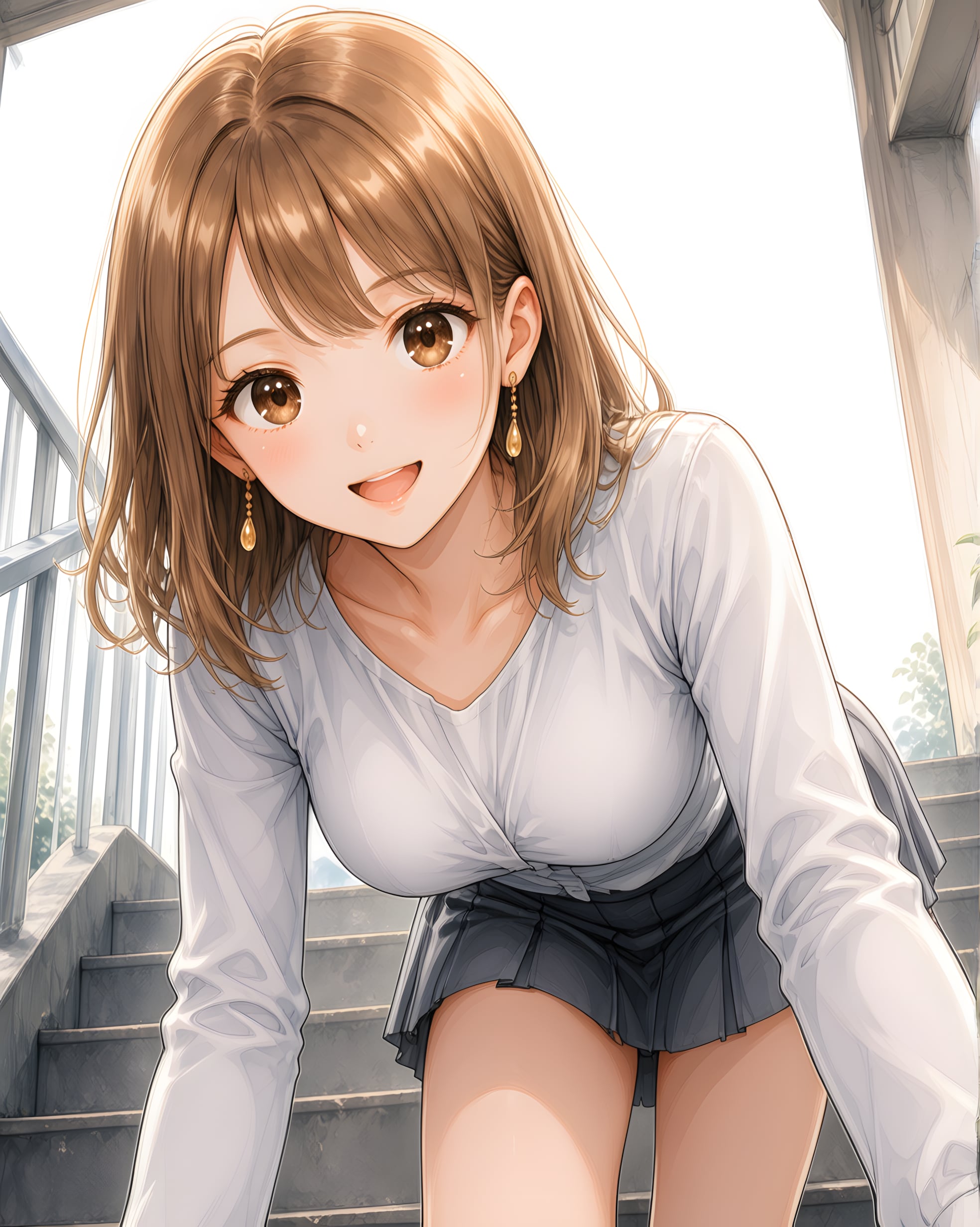 階段で、、（みずき） | の人気AIイラスト・グラビア