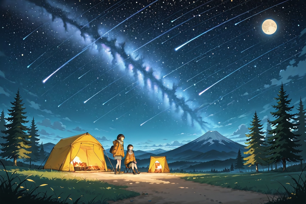 【習作】夜のキャンプ場の風景