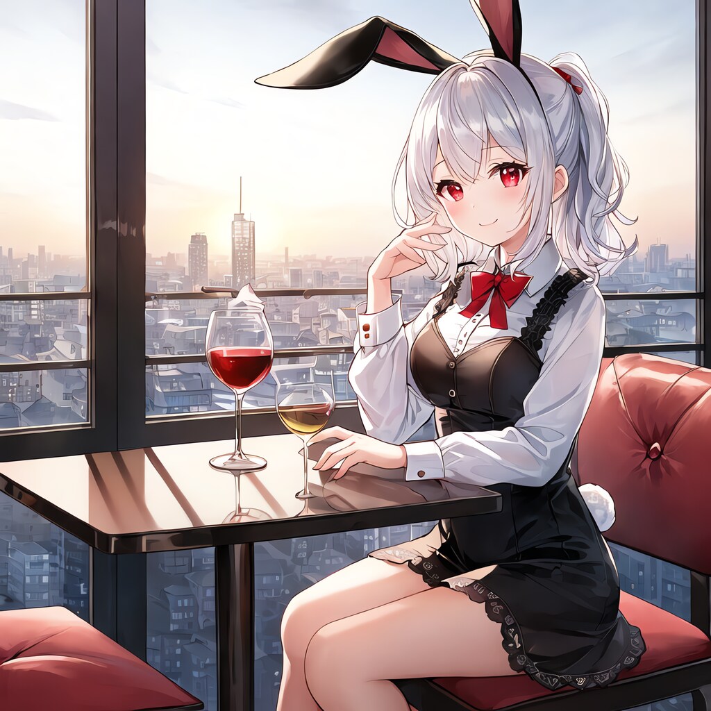 夕日を眺めながら乾杯