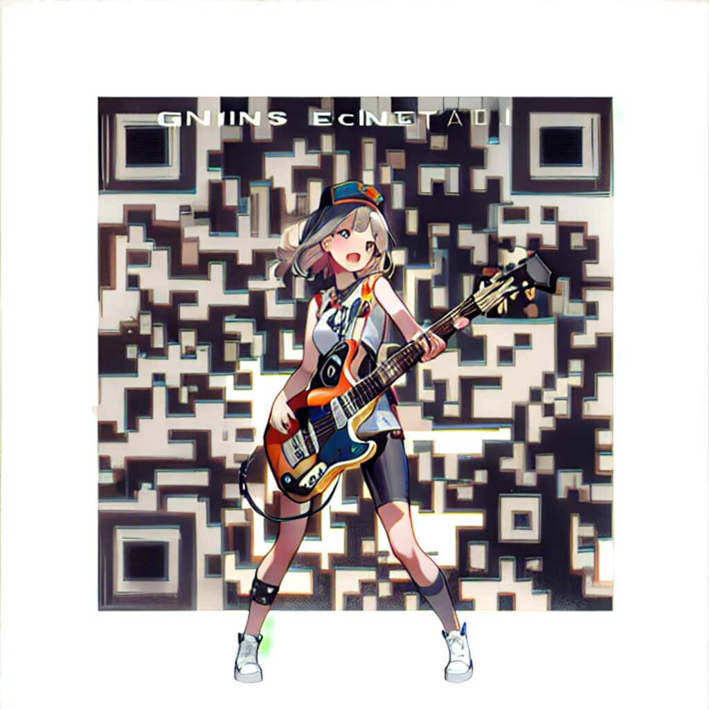 女の子とギターとQRコード