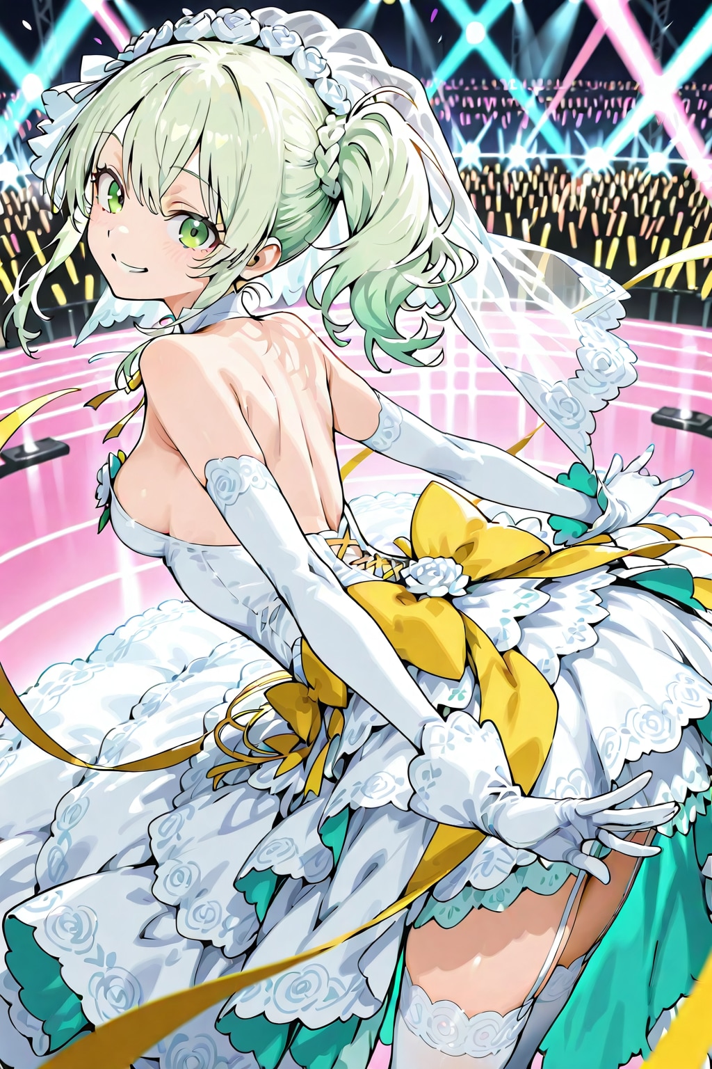 どーしてウエディングコスでステージまで全力疾走せにゃいかんのよー（よその子アイドル 萌葱 喜緑）