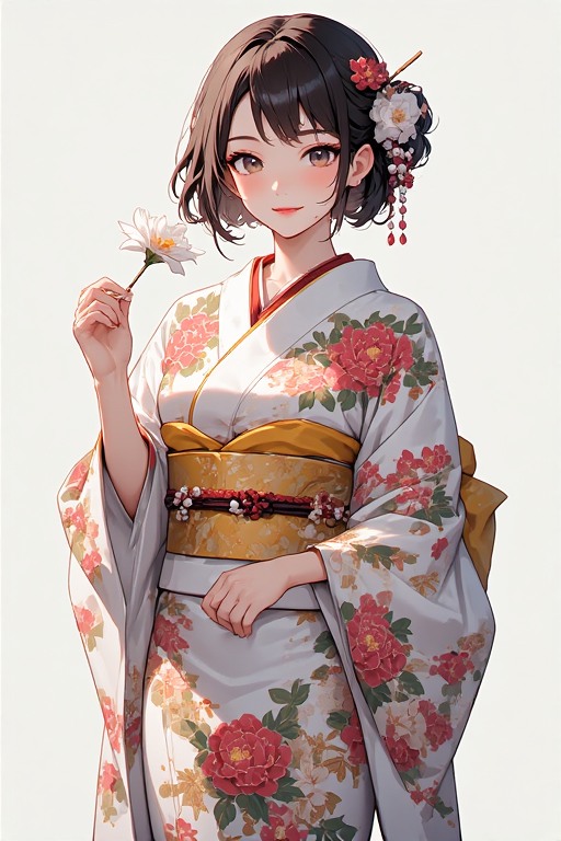 椿のお着物で春を感じる | の人気AIイラスト・グラビア