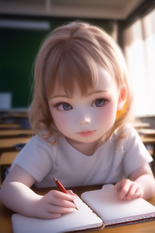 勉強する女の子