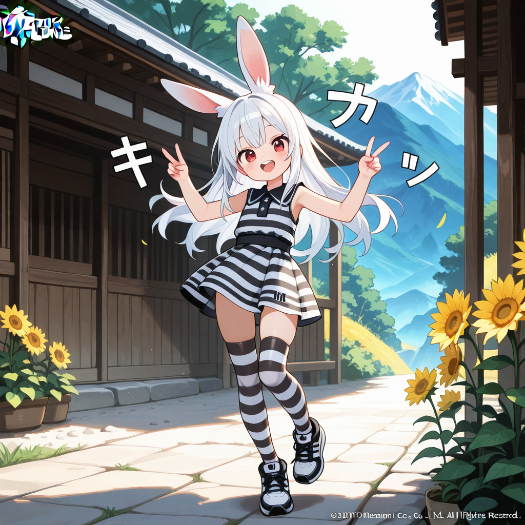 謎の海産物さまにプレゼントして頂いた夏服でちちぷい世界を駆けまわるうさぎちゃん！！