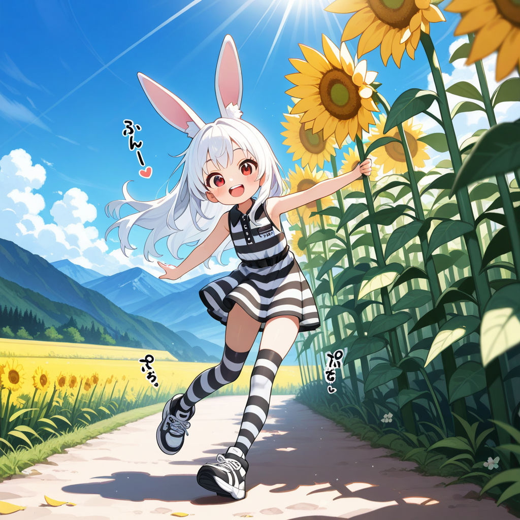 謎の海産物さまにプレゼントして頂いた夏服でちちぷい世界を駆けまわるうさぎちゃん！！