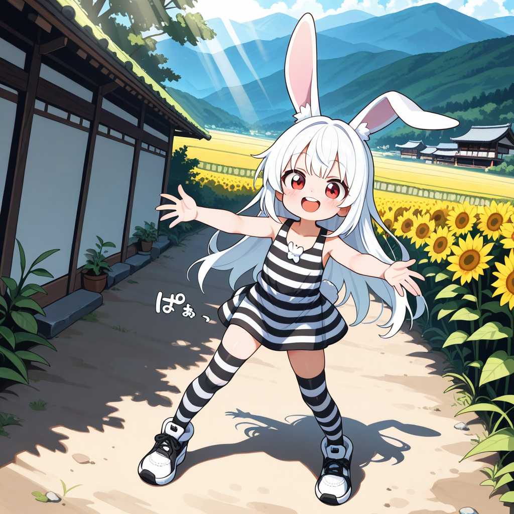 謎の海産物さまにプレゼントして頂いた夏服でちちぷい世界を駆けまわるうさぎちゃん！！