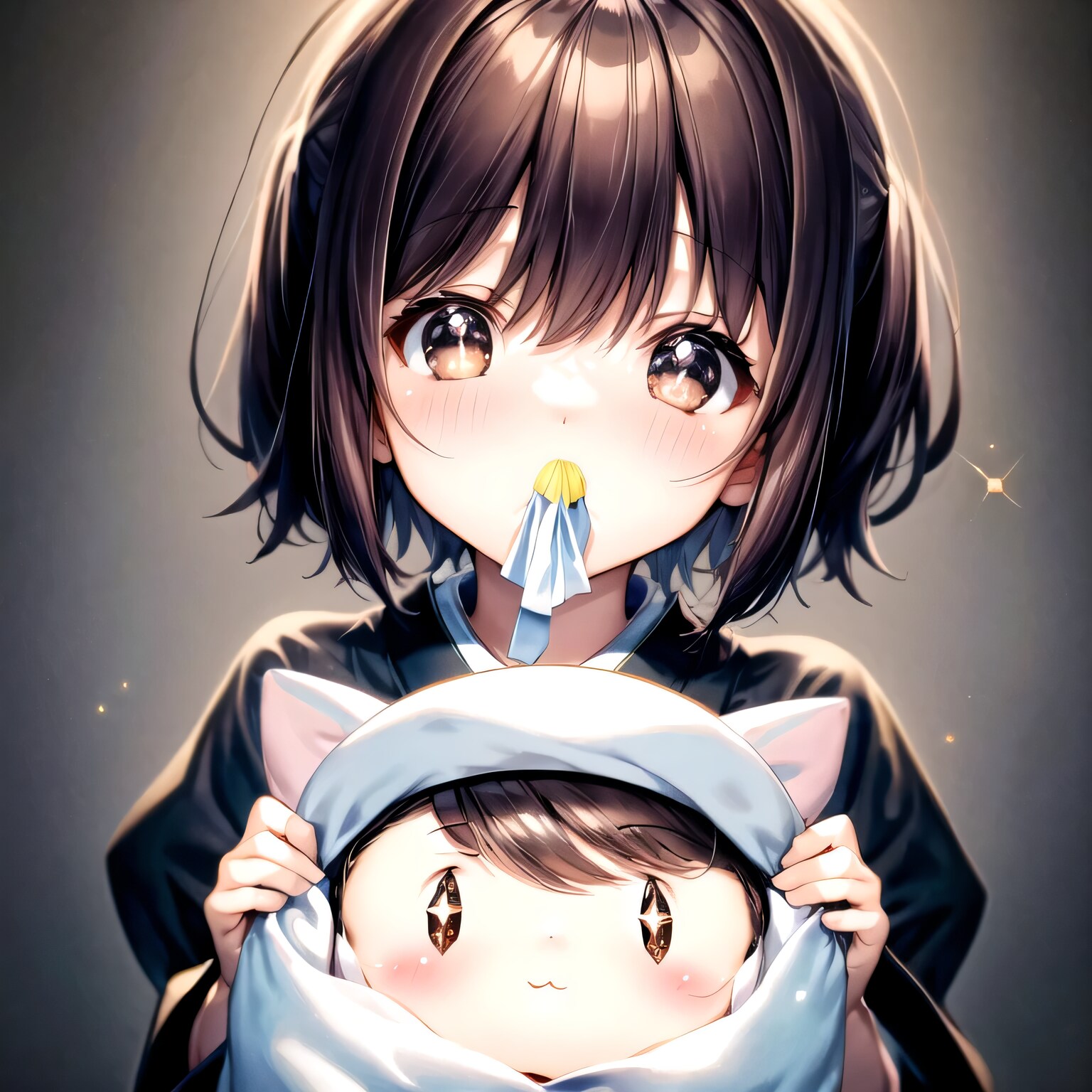 茶髪ボブのミニキャラ５ | の人気AIイラスト・グラビア