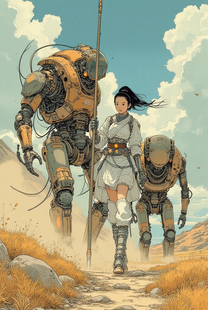 長い槍とロボット兵