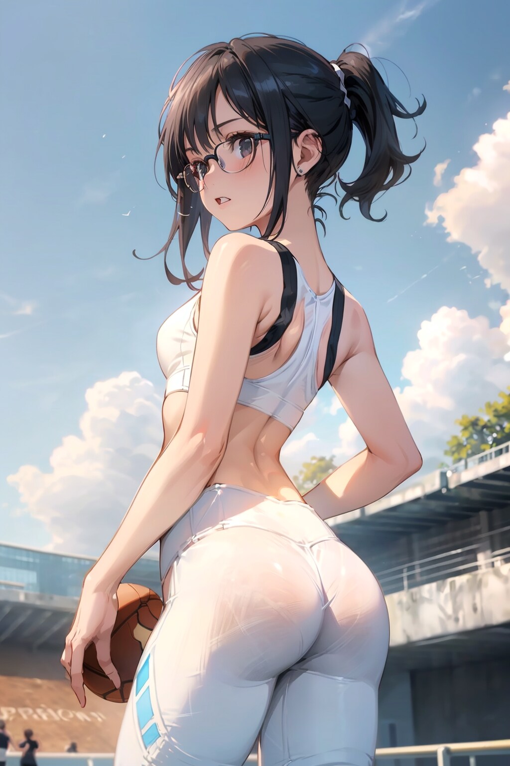スポーツウェアの眼鏡っ娘