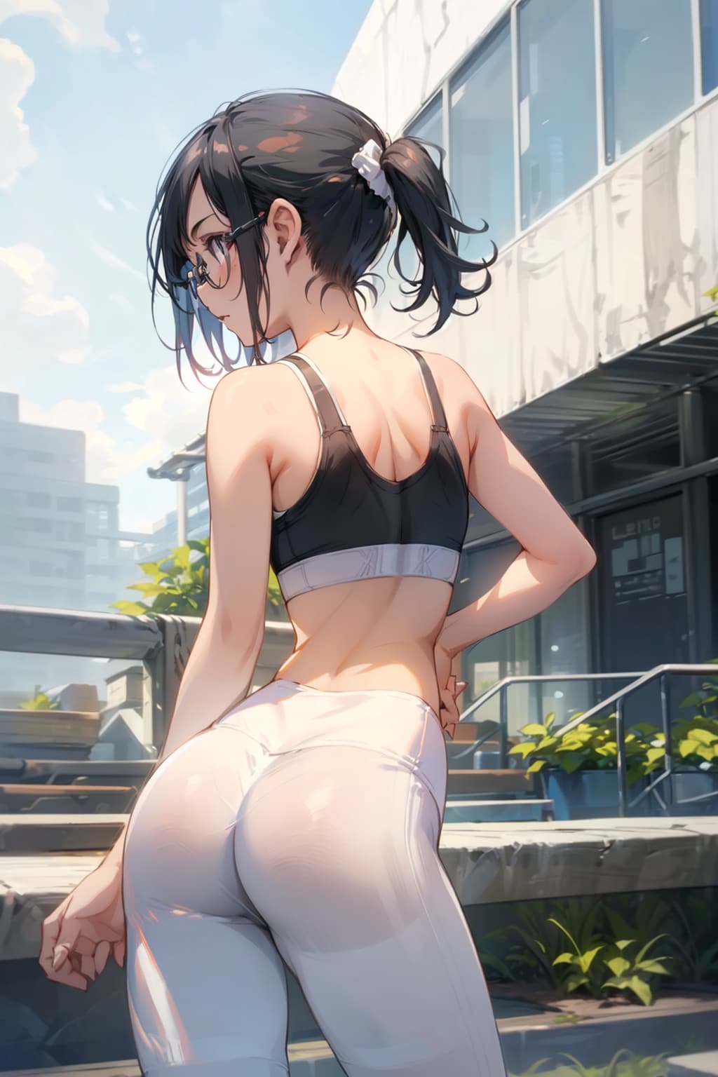 スポーツウェアの眼鏡っ娘