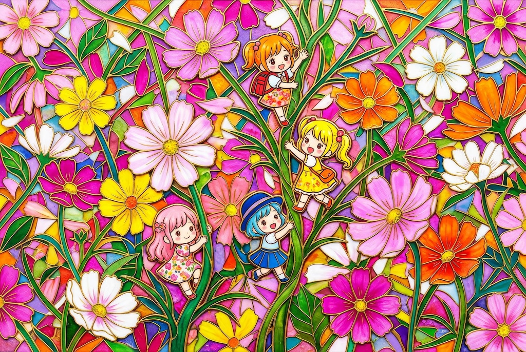 コスモス畑で