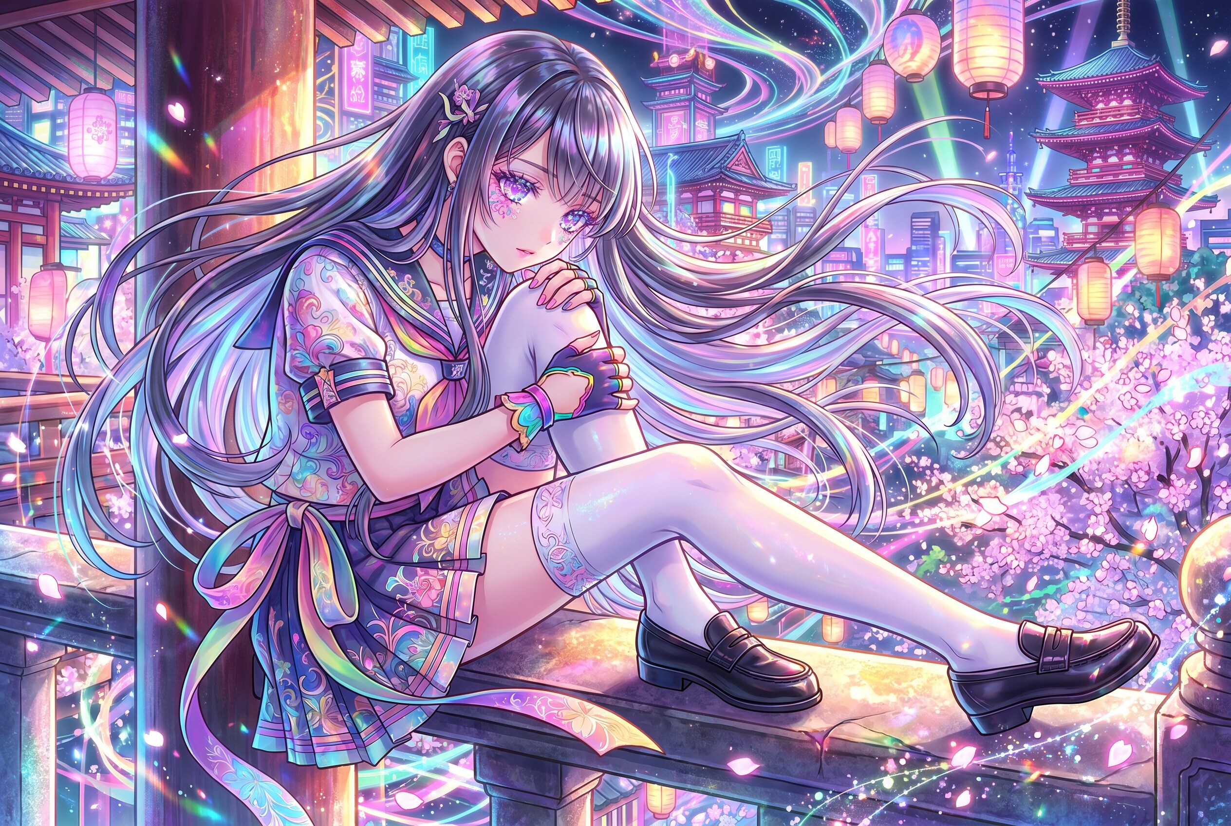 月灯に佇む乙女