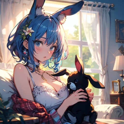 うさ耳少女とウサギ | の人気AIイラスト・グラビア