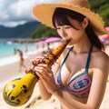 笛っぽい楽器で音色が出なくて困ってる娘 4枚目
