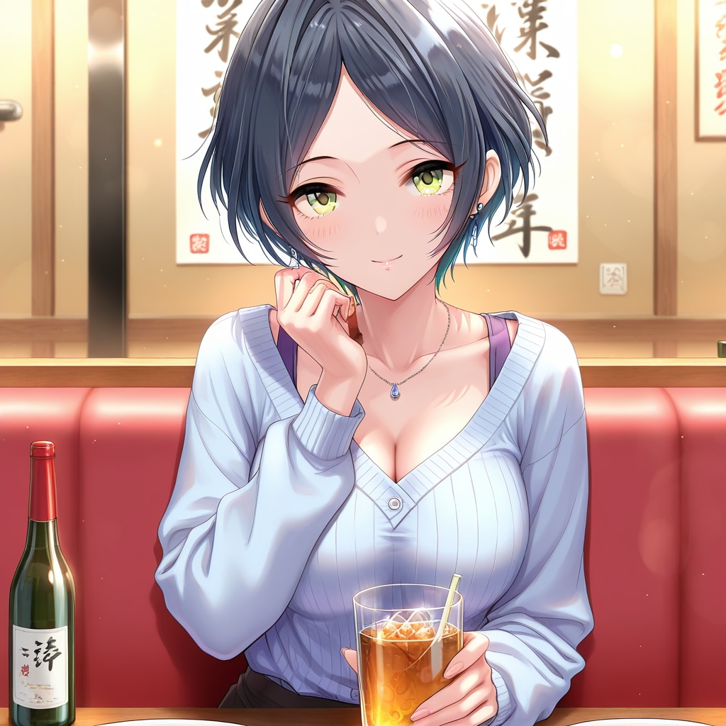 居酒屋でお酒を飲む速水奏