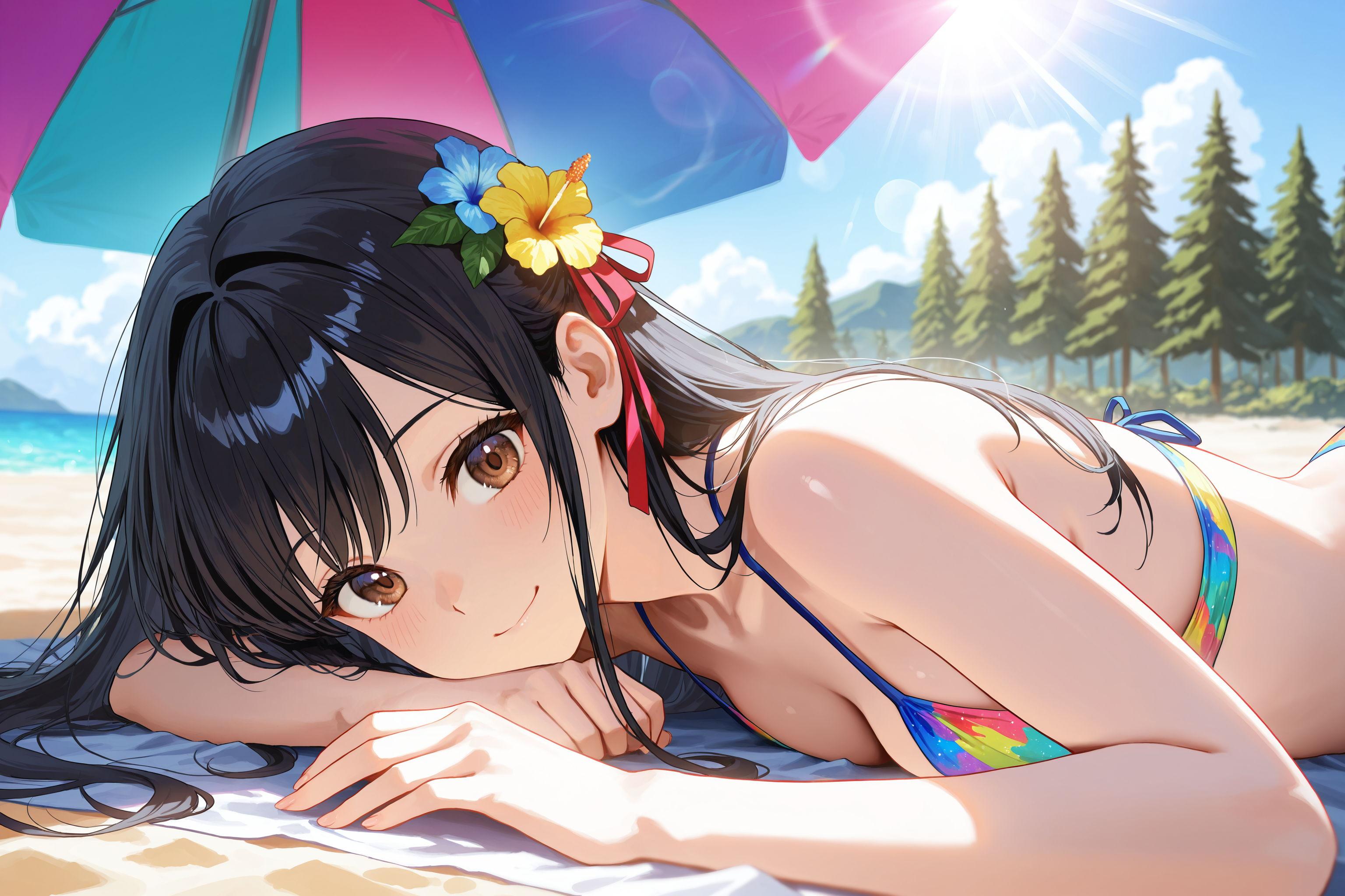 夏だ！ビーチだ！異世界だ！（異世界神社の巫女さん（神楽さん休憩中））
