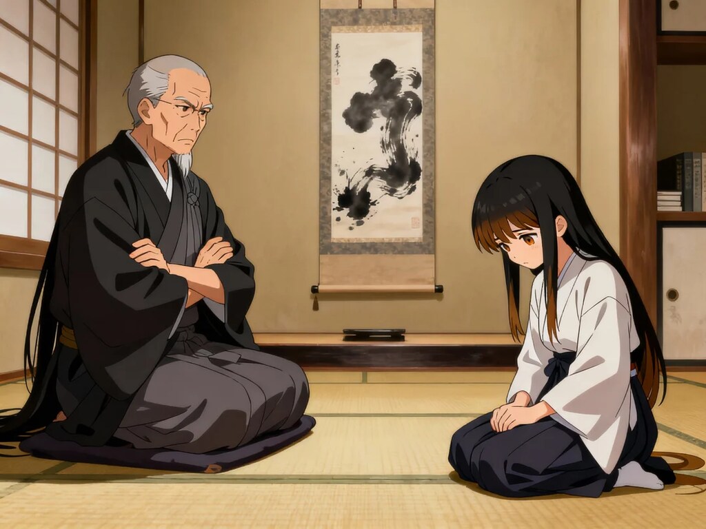 学校サボったのがバレてお寺の住職に説教されるさくらちゃん