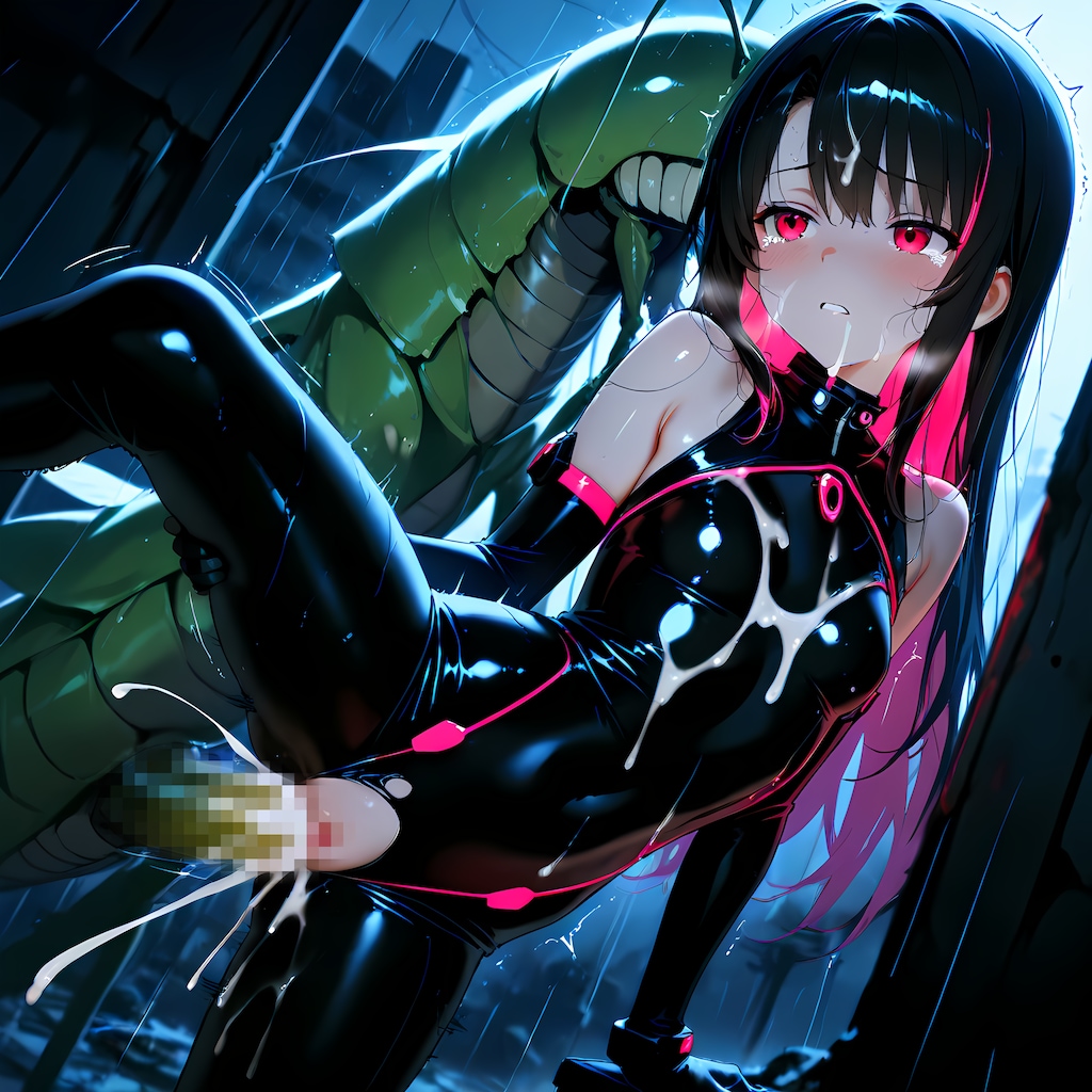 女の子達がカマキリ型のモンスター達に・・・2