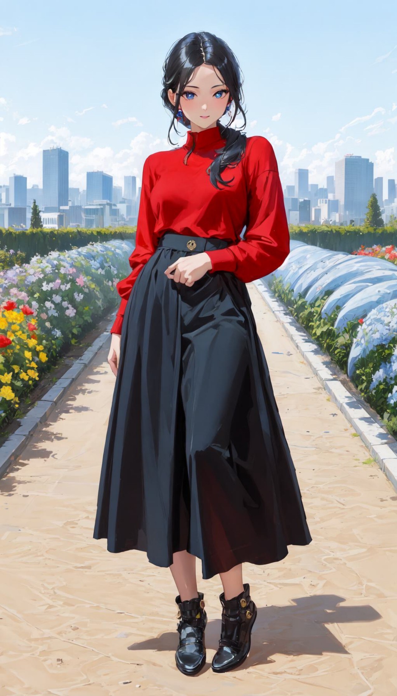 ロングスカートの黒髪ちゃん