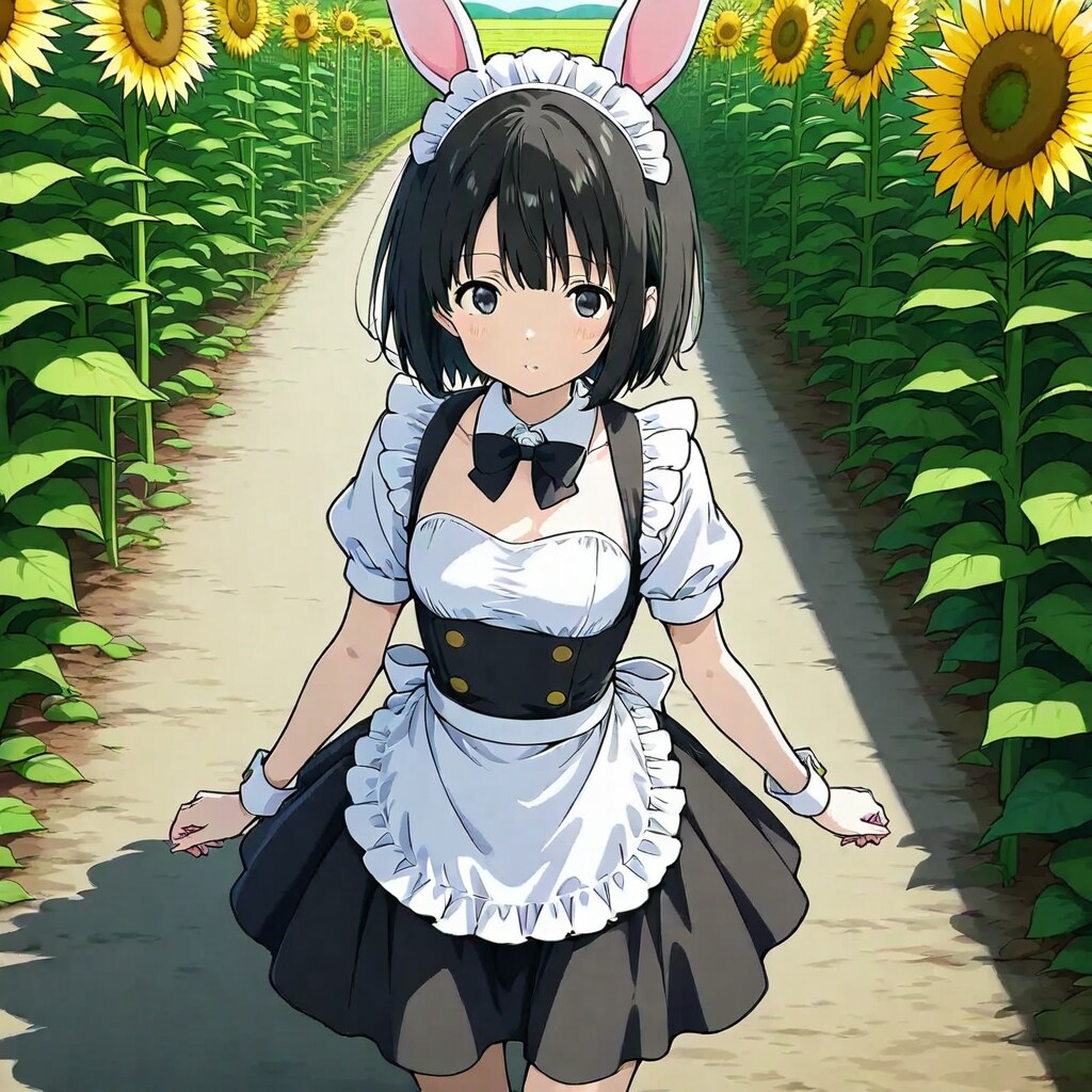 ひまわり畑のバニーメイド | の人気AIイラスト・グラビア