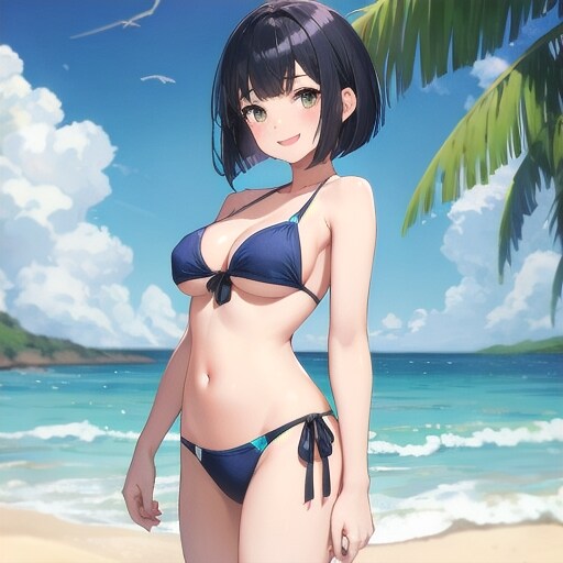 紺色のビキニの女の子