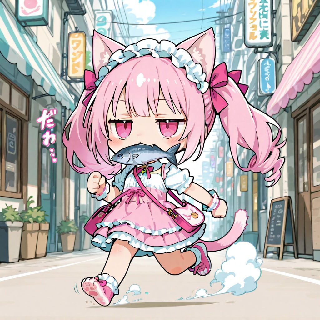 さかにゃを咥えたガーリー