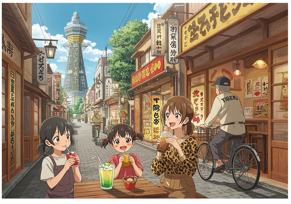 大阪新世界界隈のオープンカフェ