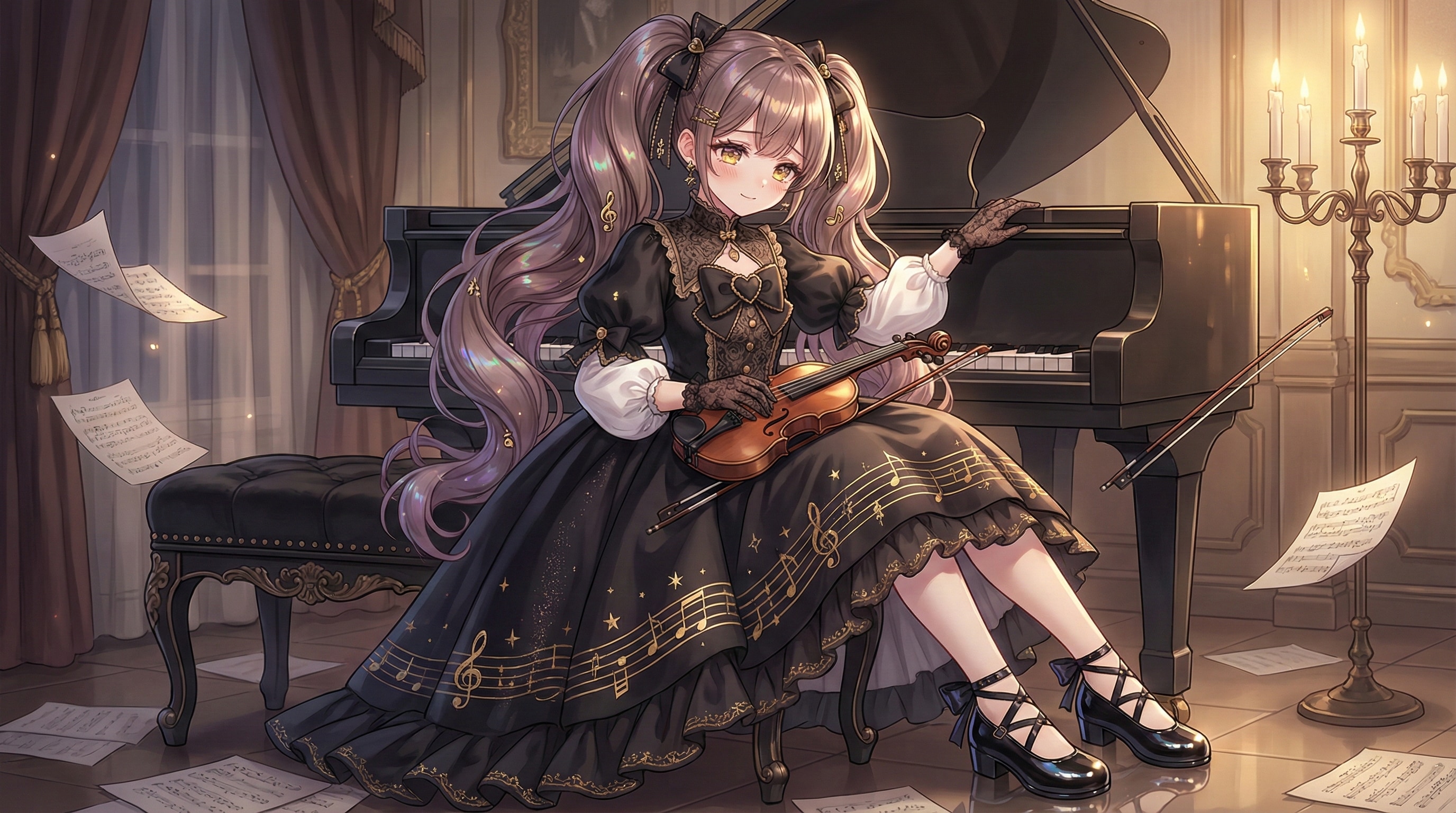 残響の調べに濡れた琥珀の夜曲少女 | の人気AIイラスト・グラビア