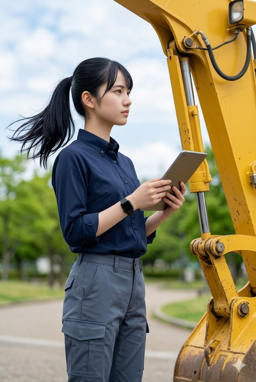 普通の美人　重機オペレーター