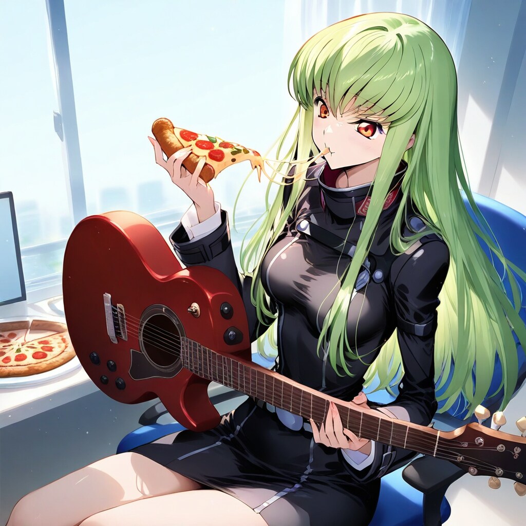 [張り紙見たよ]ピザを食べながらベースが弾けると聞いてな