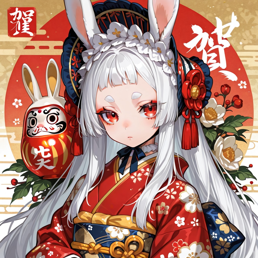 (੭ ᐕ))?お正月イラストになったぁ