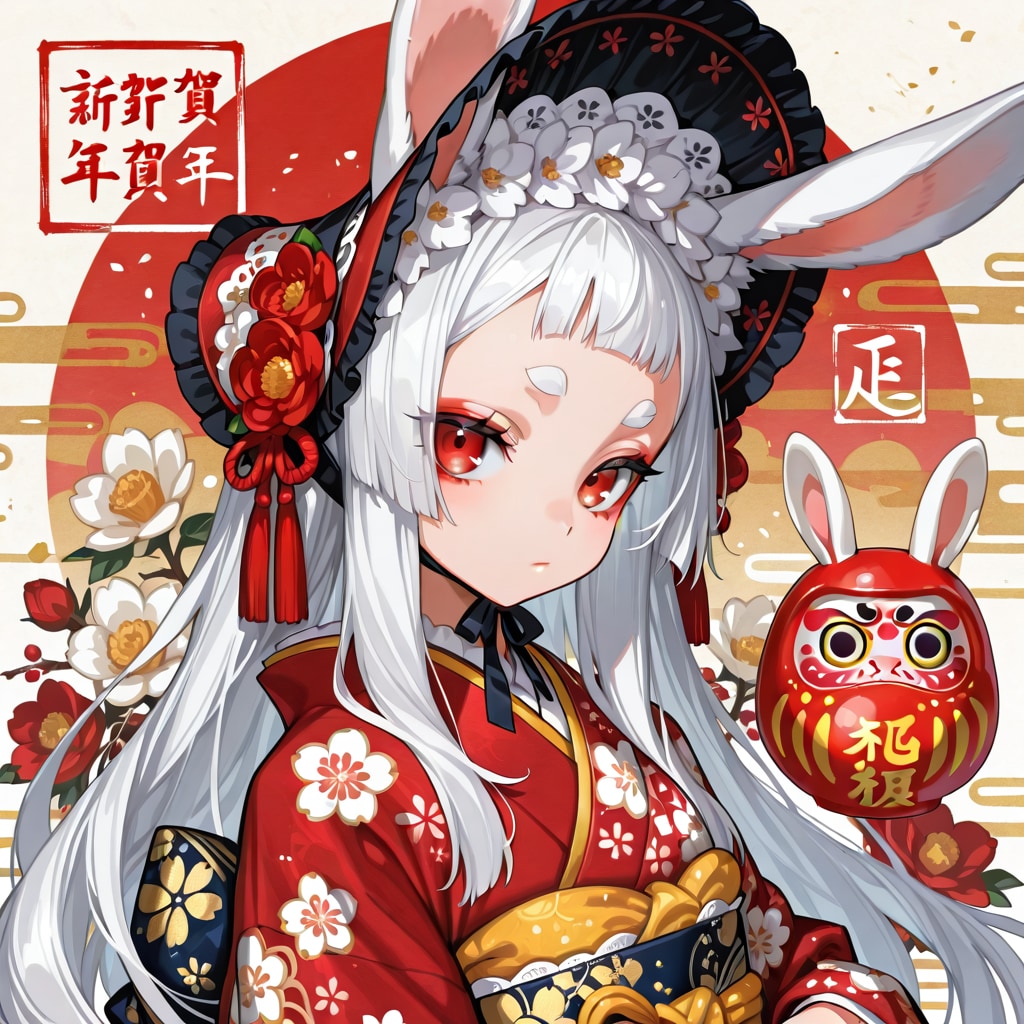 (੭ ᐕ))?お正月イラストになったぁ
