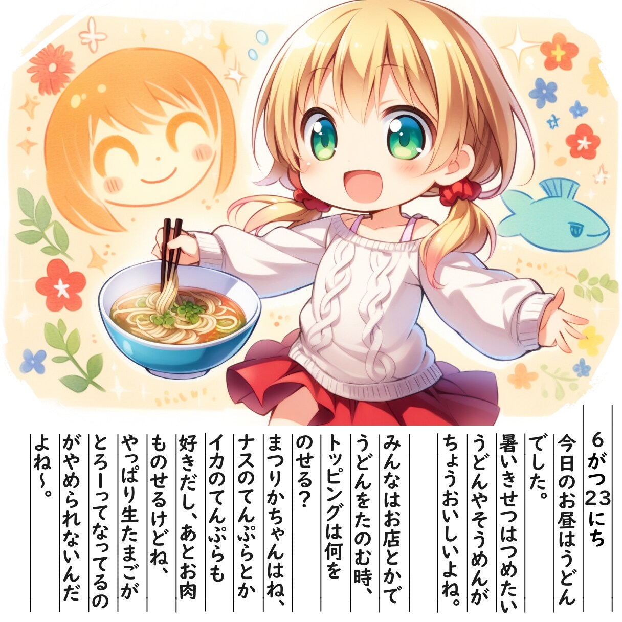 【絵日記】今日はうどんです | の人気AIイラスト・グラビア
