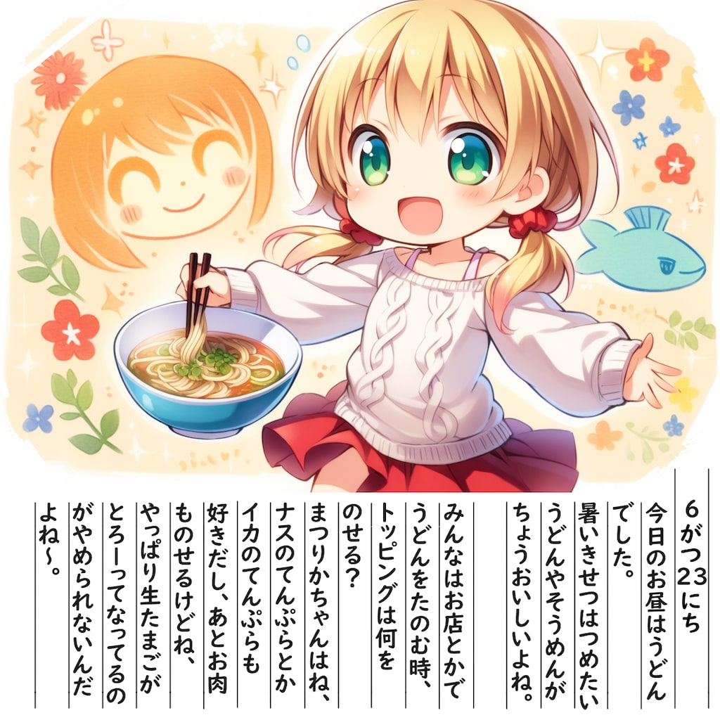 【絵日記】今日はうどんです