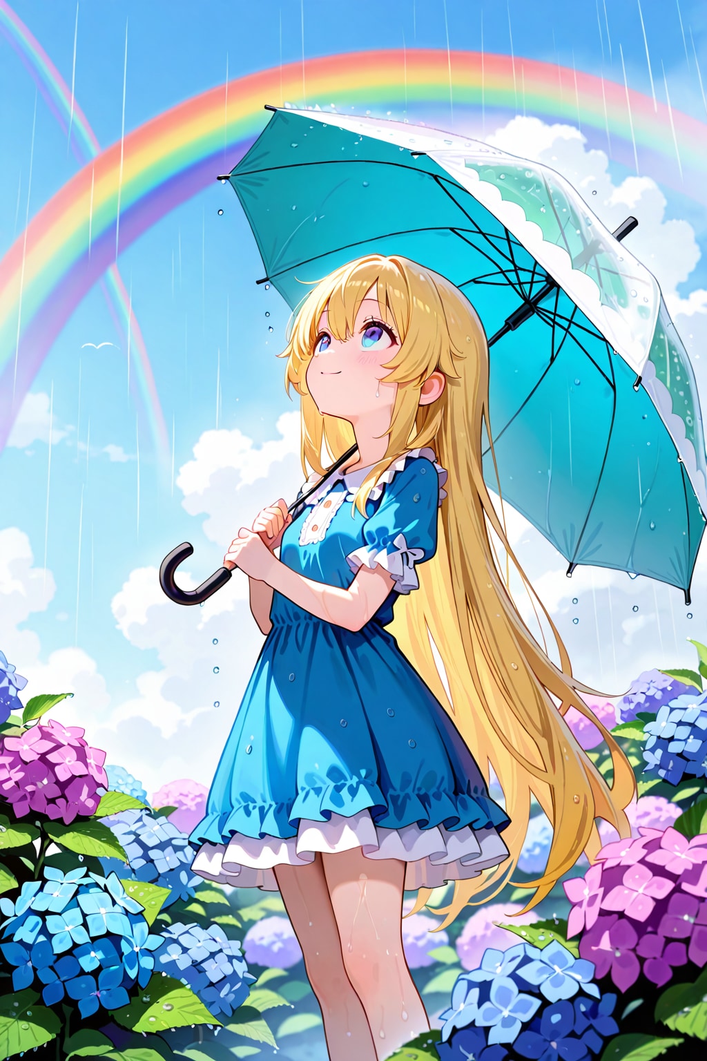 雨上がりの空と金髪ちゃん