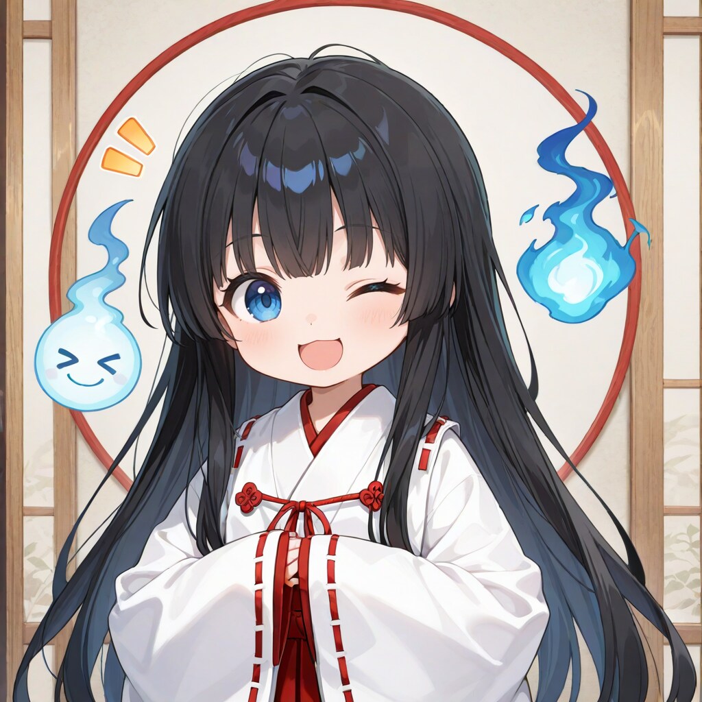 巫女さんと人魂さん