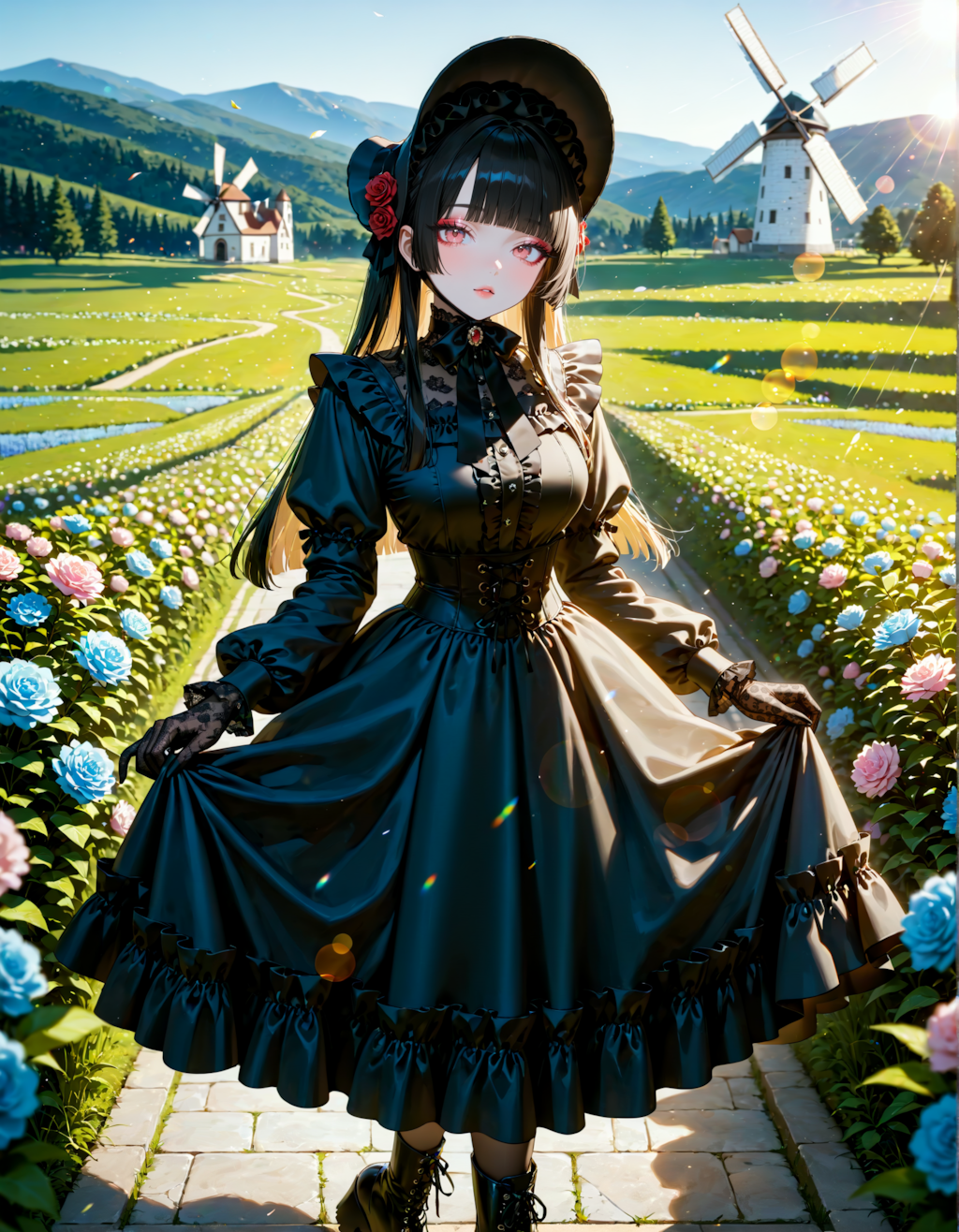 風車の観える庭園