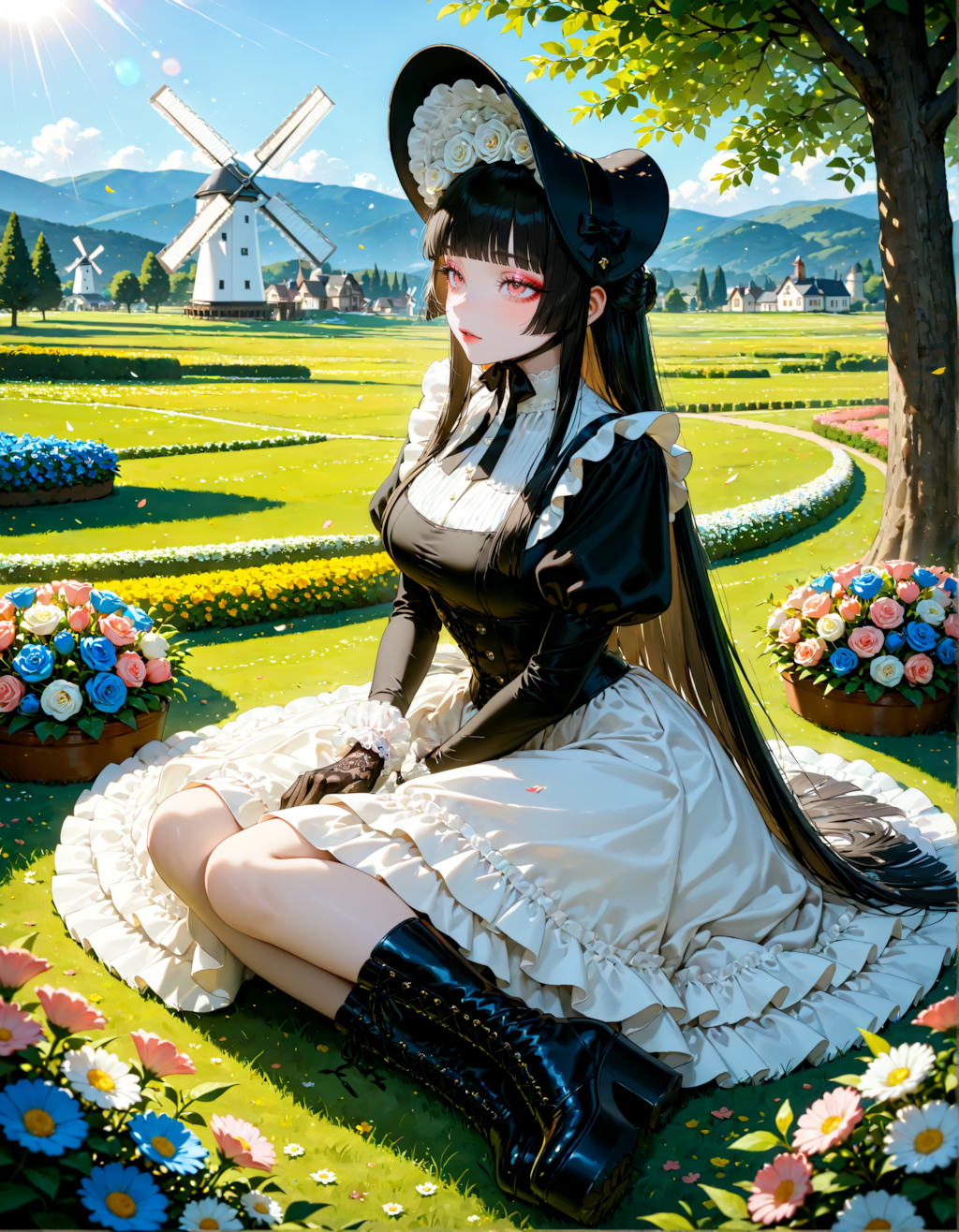 風車の観える庭園