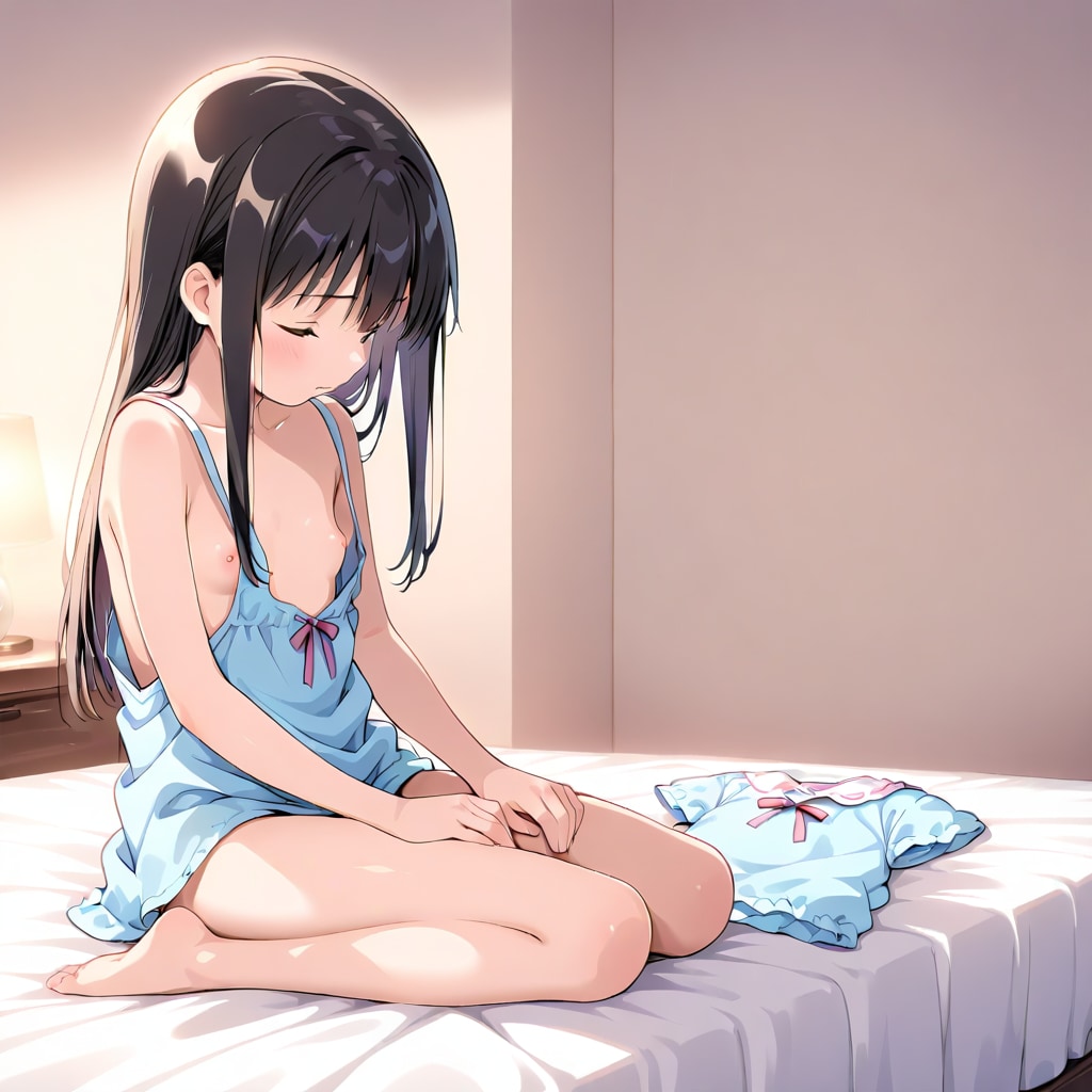 うつらうつら、黒髪ちゃん。
