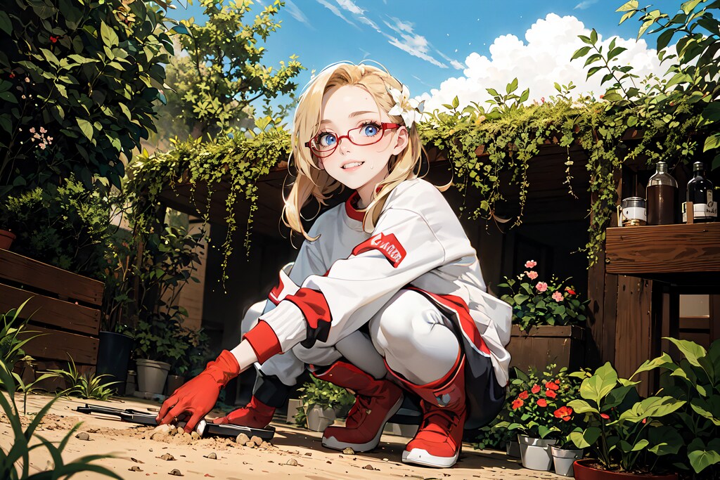 中庭の花壇の手入れをしています！