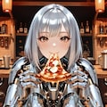 ピザを食べるメカ子 2枚目