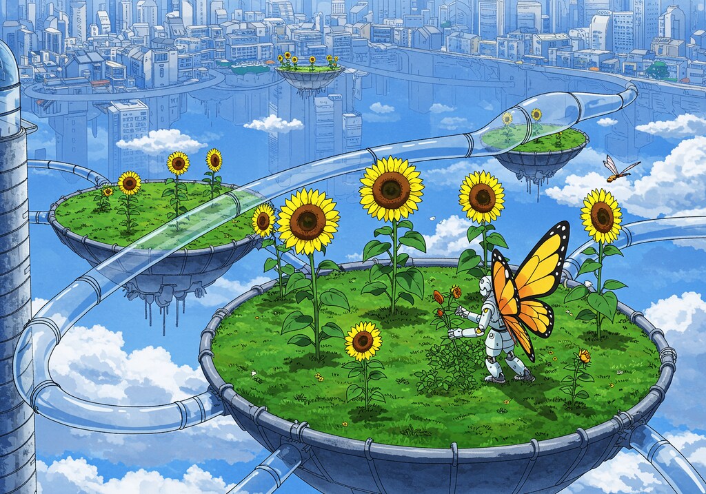 ヒマワリのある風景７・未来都市