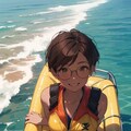 夏の海を満喫する日焼け少女 2枚目