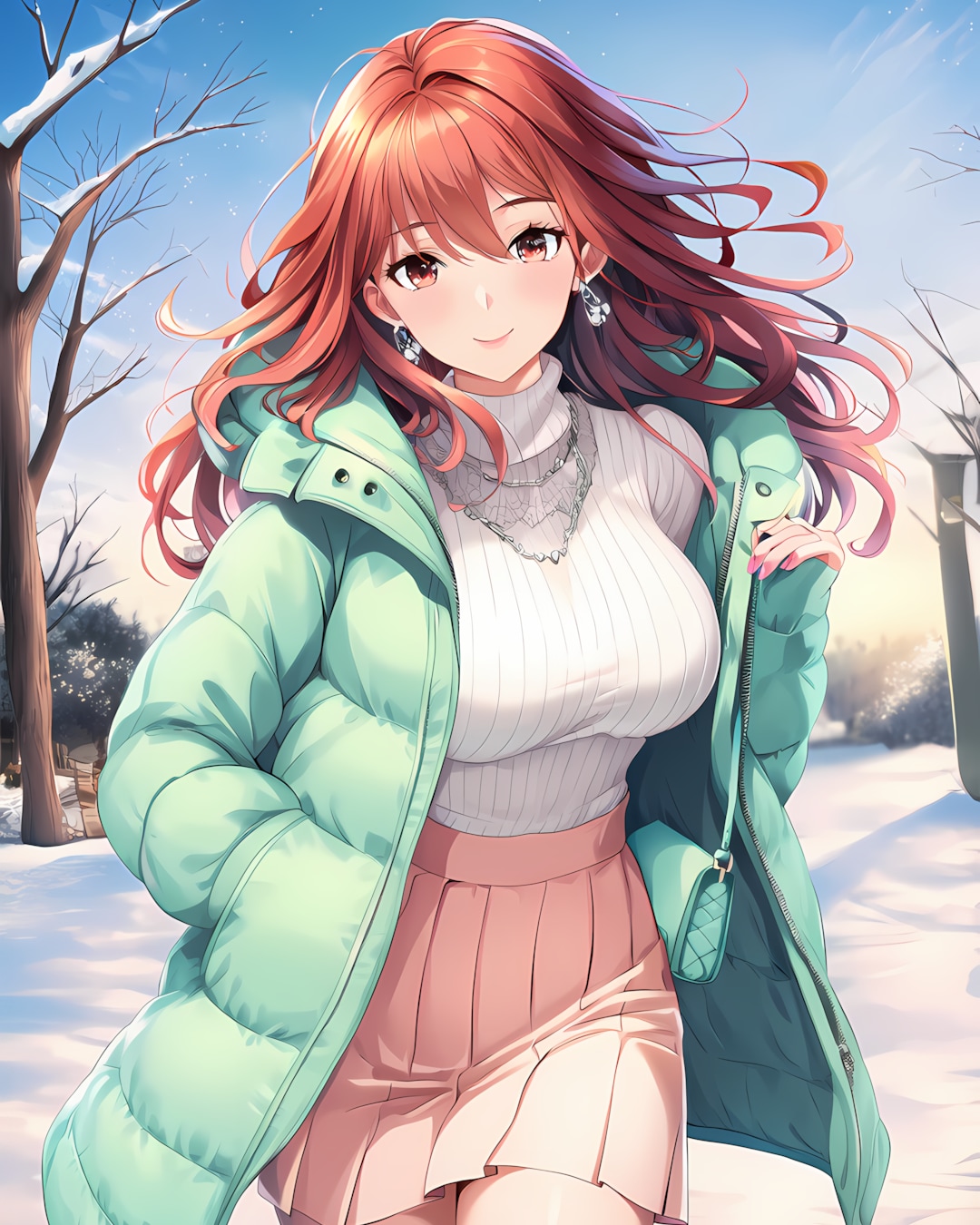 ❄️ミントグリーン冬公園♡ | の人気AIイラスト・グラビア