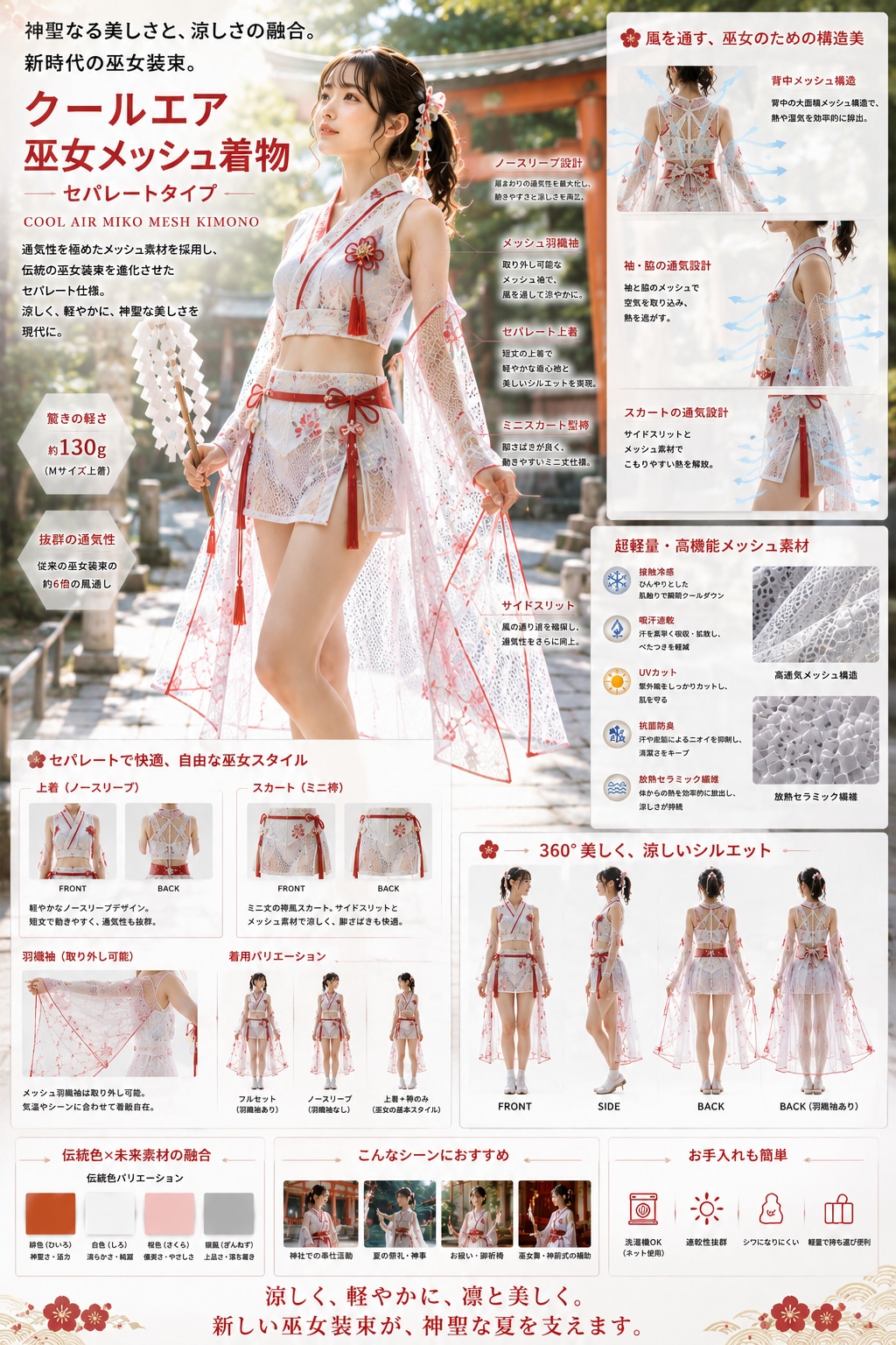 通気性は抜群、巫女衣装