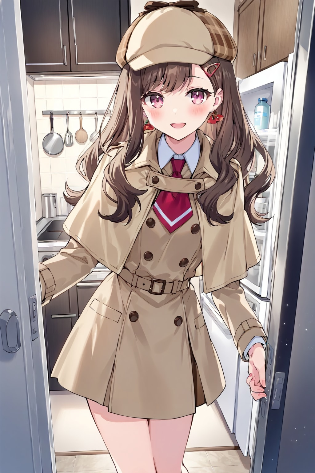 冷蔵庫の中を確認する探偵少女。 | の人気AIイラスト・グラビア