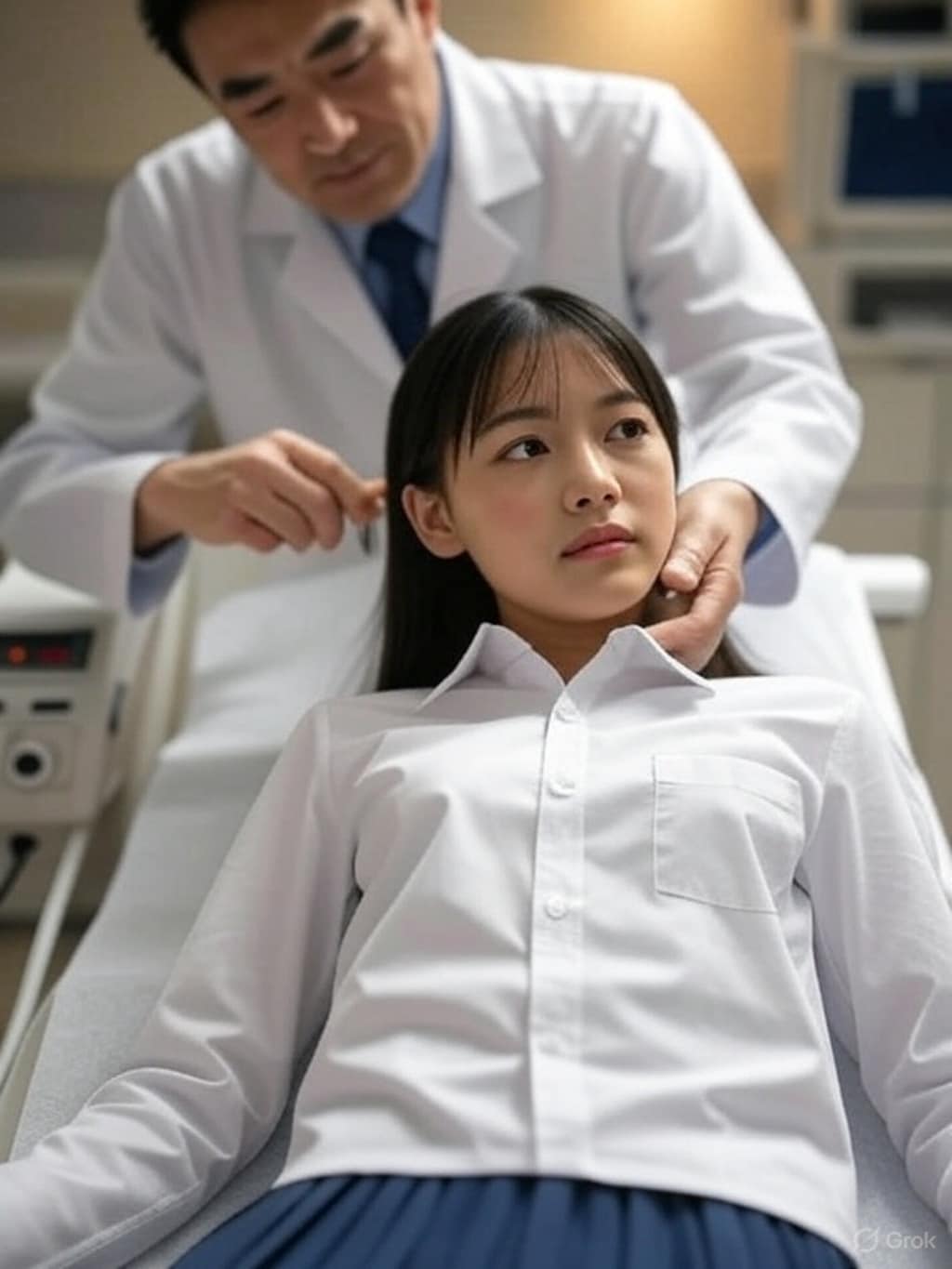 ベッドで悪徳医師による診察