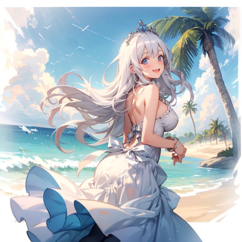 振り向く銀髪の美少女2